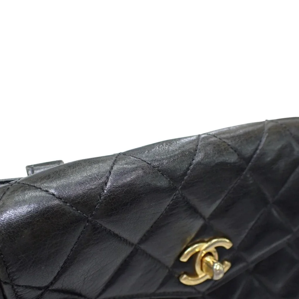 Chanel Vintage Black Quilted Leather Belt Bag